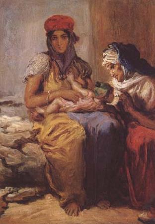 Theodore Chasseriau Femme maure allaitant son enfant et une vieille (mk32) Sweden oil painting art